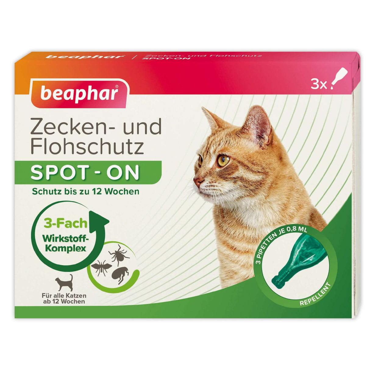 Beaphar Zecken- und Flohschutz SPOT-ON 3x0,8ml, für Katzen - - Beaphar