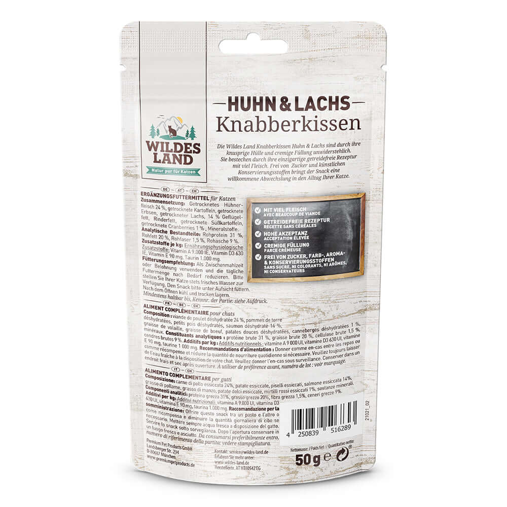Wildes Land Katze Knabberkissen Huhn und Lachs