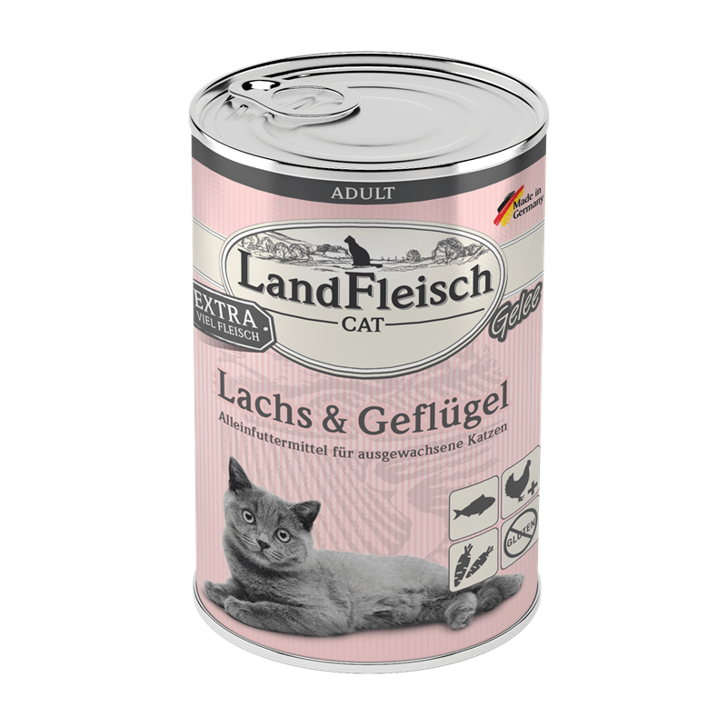 LandFleisch Cat Adult Gelee Lachs & Geflügel