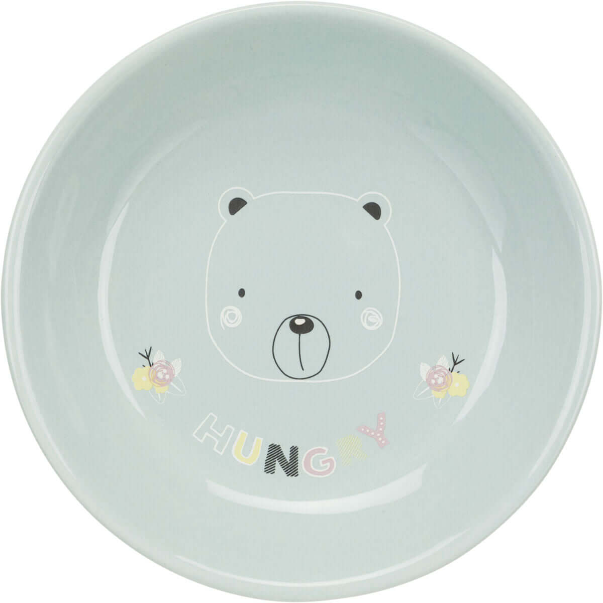 Trixie Katzennapf Junior flach mit Bärenmotiv und der Aufschrift 'HUNGRY', ideal für kitschige Katzennapfliebhaber.
