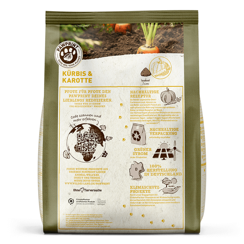 Wildes Land Hund Veggie Kürbis & Karotte Rückseite