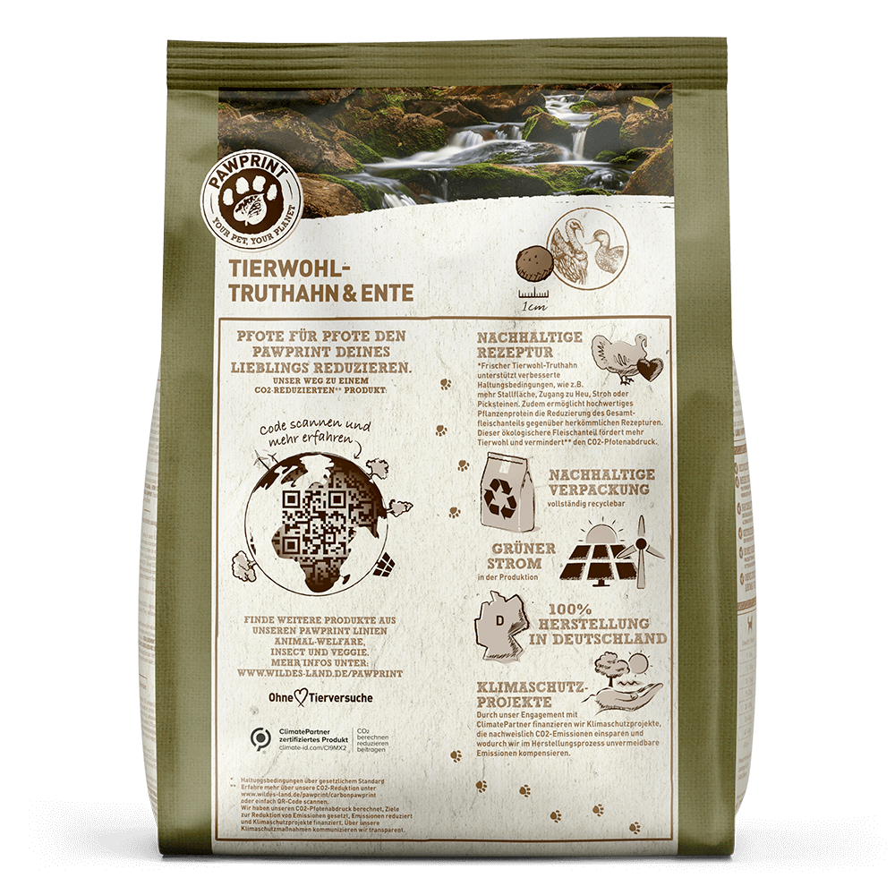Wildes Land Hund Tierwohl-Truthahn & Ente Rückseite
