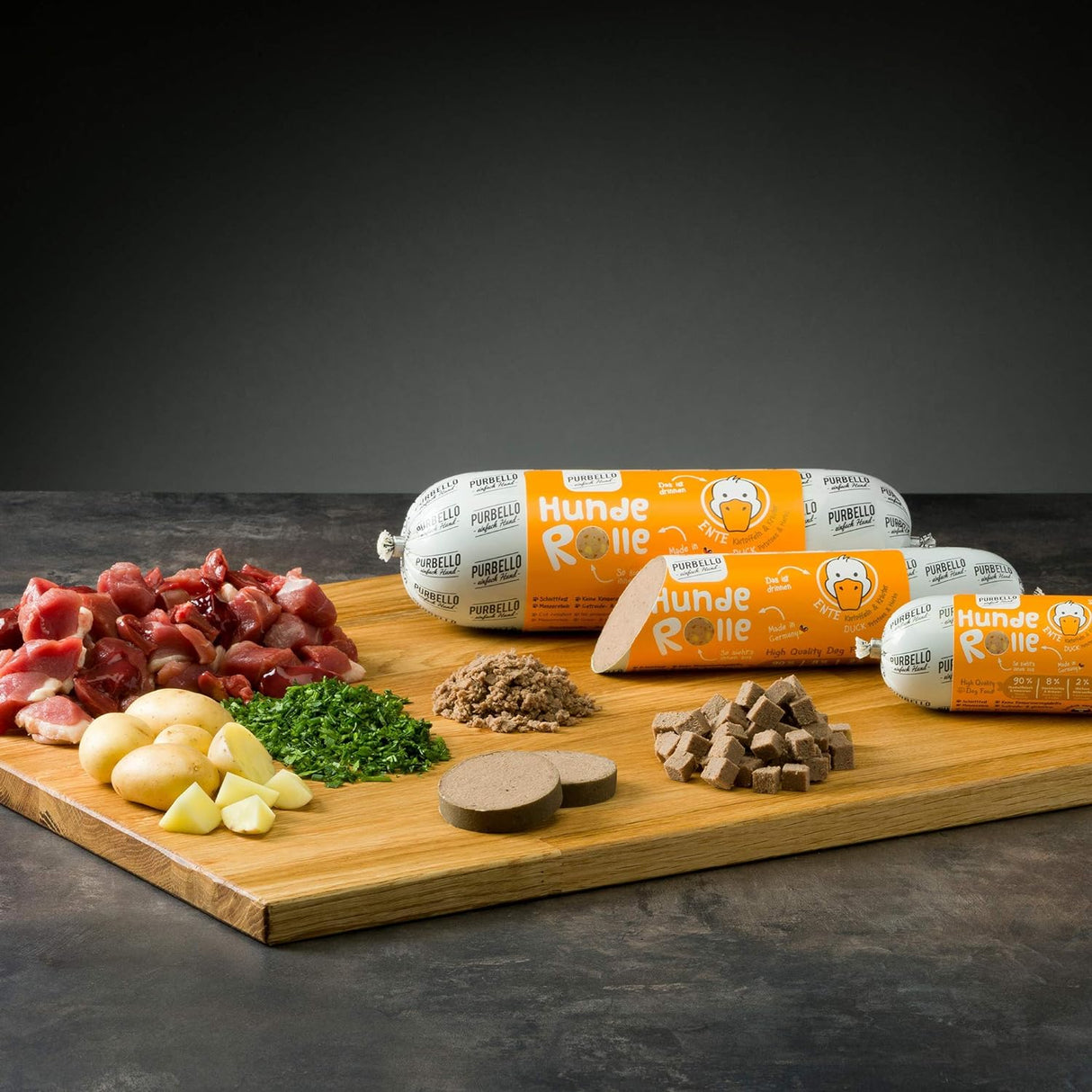 PURBELLO Hunde-Rolle Ente mit Kartoffel & Kräutern - - PurBello