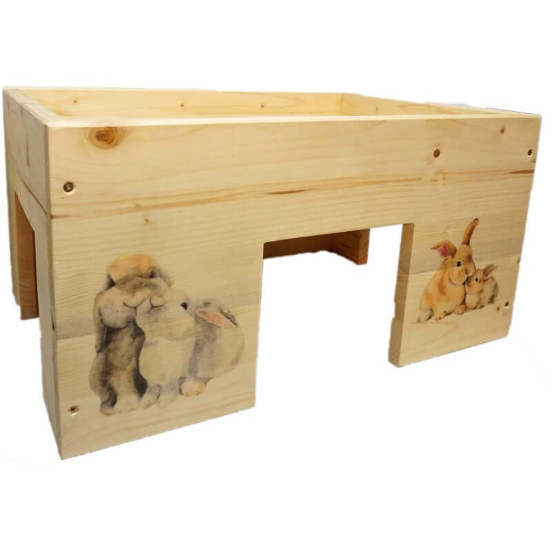 Kaninchenhaus Hasen XXL mit 3 Eingängen - - Nagerstore