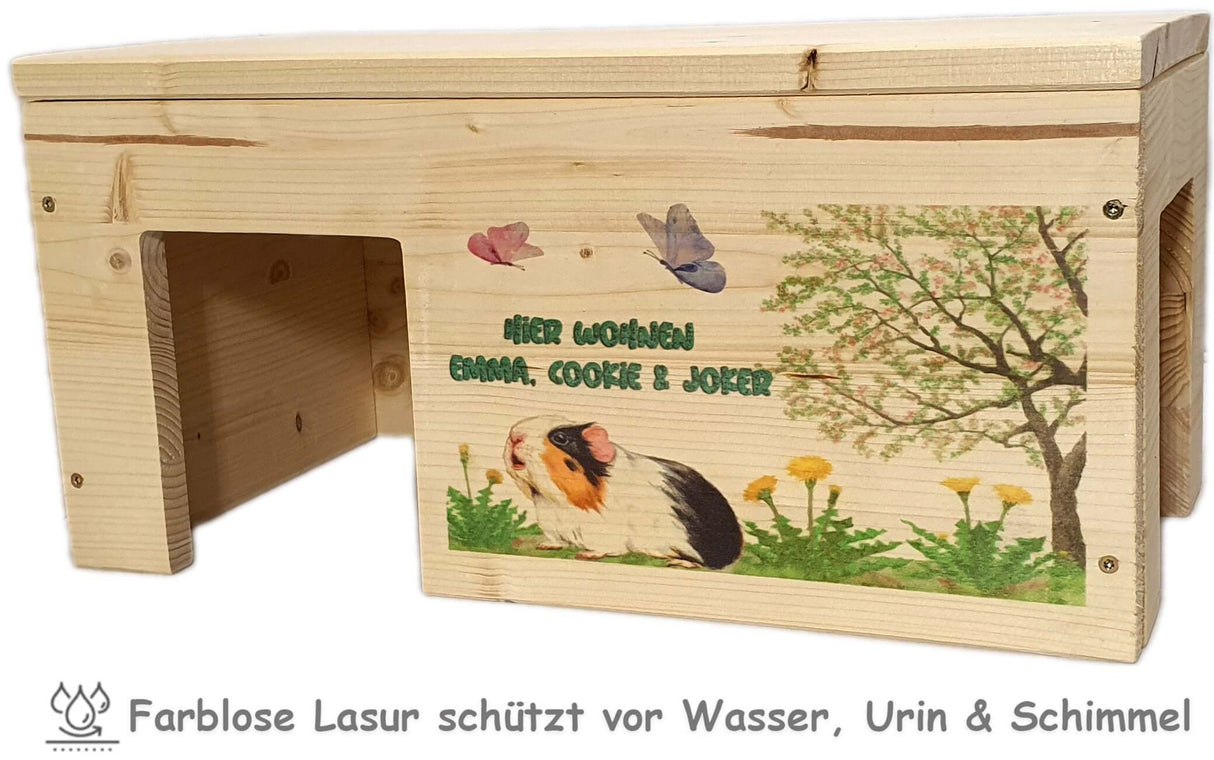 Meerschweinchenhaus aus Holz Personalisiert - - Nagerstore