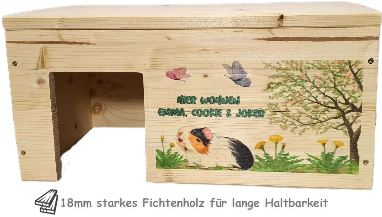 Meerschweinchenhaus aus Holz Personalisiert - - Nagerstore