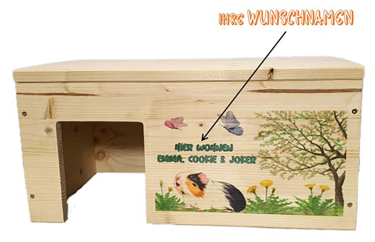 Meerschweinchenhaus aus Holz Personalisiert - - Nagerstore