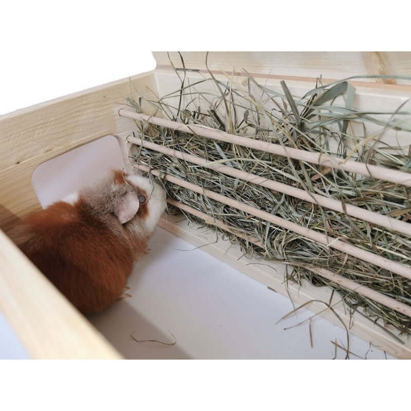 Meerschweinchenhaus mit Heuraufe aus Holz - - Nagerstore