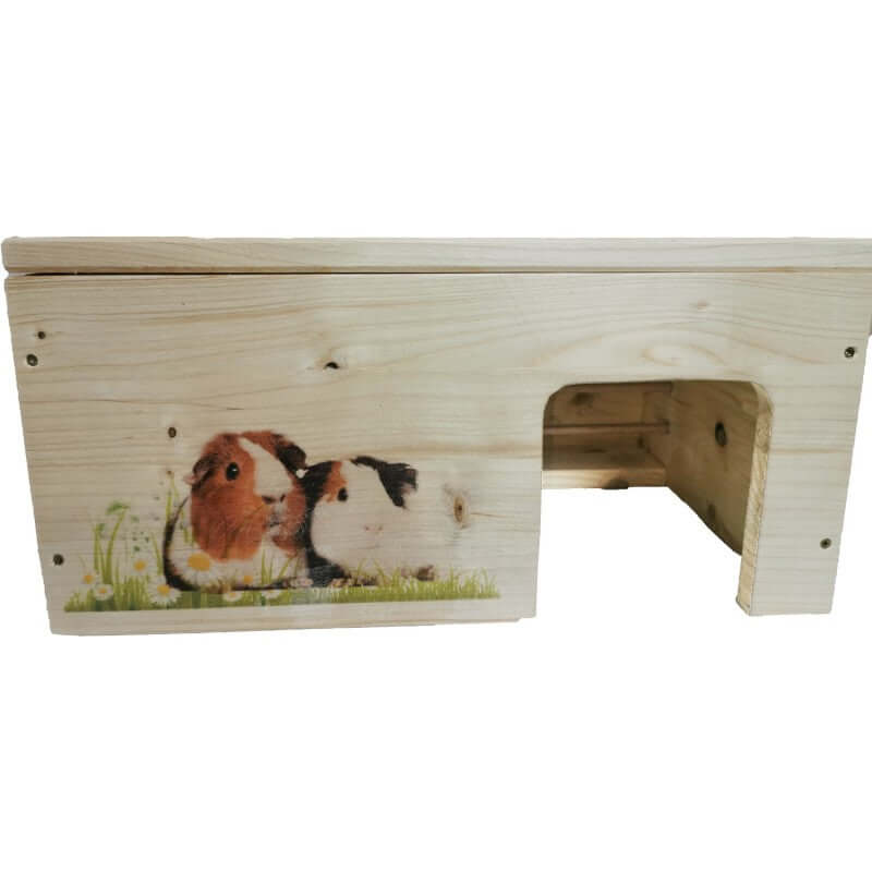 Meerschweinchenhaus mit Heuraufe aus Holz - - Nagerstore