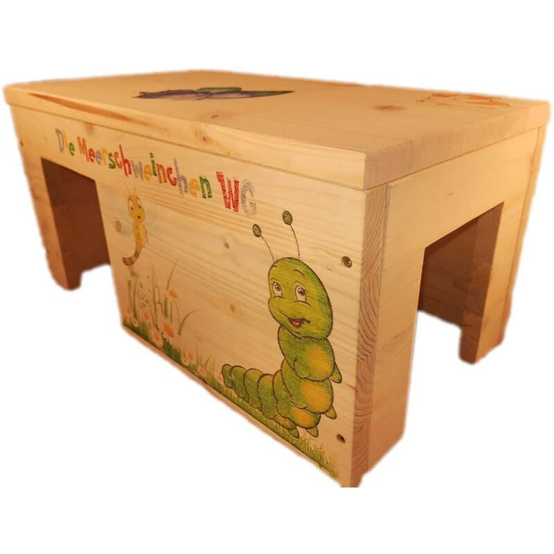 Meerschweinchenhaus Natur mit 2 Eingängen, Holzlasur & Aufklappbar - - Nagerstore