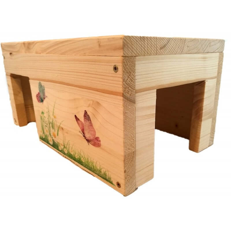 Meerschweinchenhaus Schmetterling mit 2 Eingängen & Holzlasur - - Nagerstore