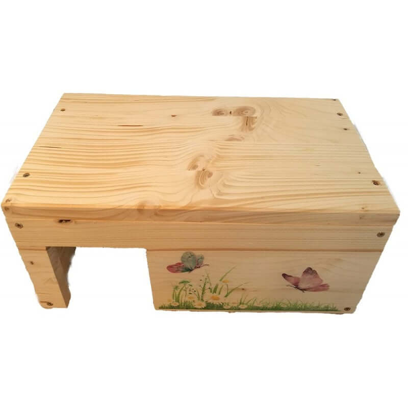 Meerschweinchenhaus Schmetterling mit 2 Eingängen & Holzlasur - - Nagerstore