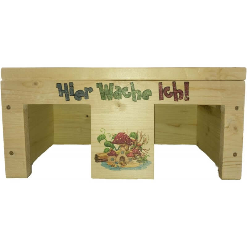 Nagerhaus Hier Wache Ich Meerschweinchen mit 2 Eingängen & Holzlasur - - Nagerstore