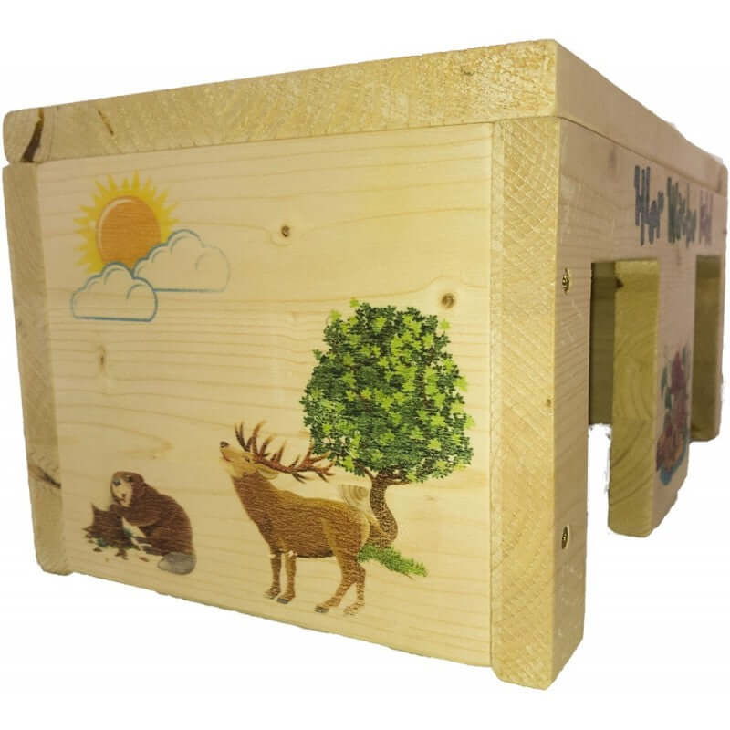 Nagerhaus Hier Wache Ich Meerschweinchen mit 2 Eingängen & Holzlasur - - Nagerstore