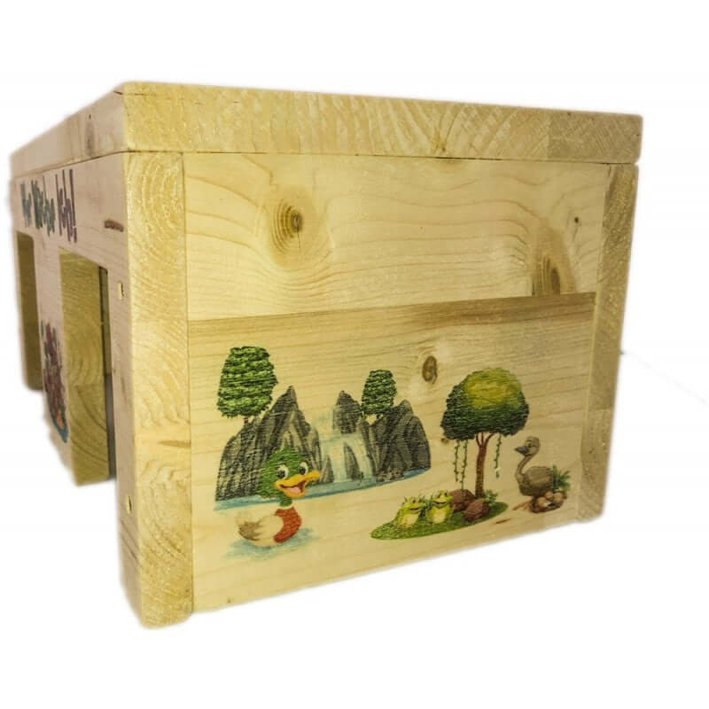 Nagerhaus Hier Wache Ich Meerschweinchen mit 2 Eingängen & Holzlasur - - Nagerstore