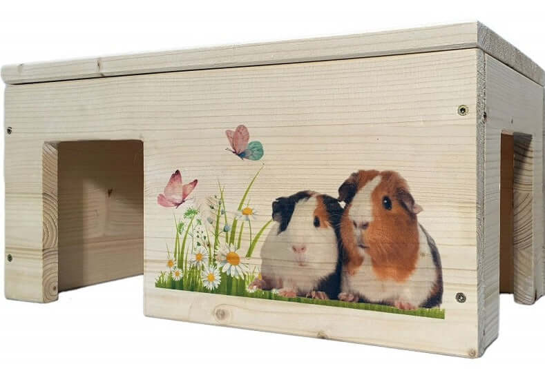 Meerschweinchenhaus aus Holz mit 2 Eingängen - - Nagerstore
