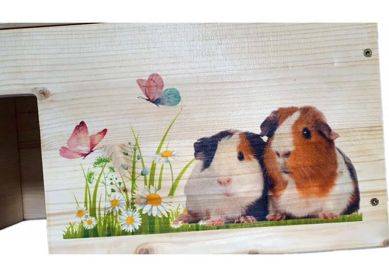 Meerschweinchenhaus aus Holz mit 2 Eingängen - - Nagerstore