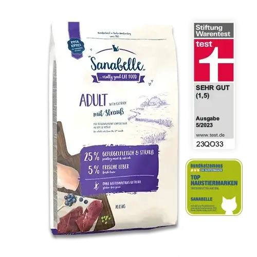 Sanabelle mit Strauß - Katzenfutter