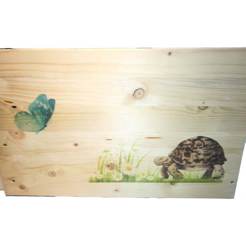 Schildkrötenhaus XXL 80x40x32cm mit Windfang, Holzlasur & Aufklappbar - - Nagerstore