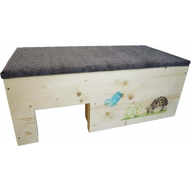 Schildkrötenhaus XXL 80x40x32cm mit Windfang, Holzlasur & Aufklappbar - - Nagerstore
