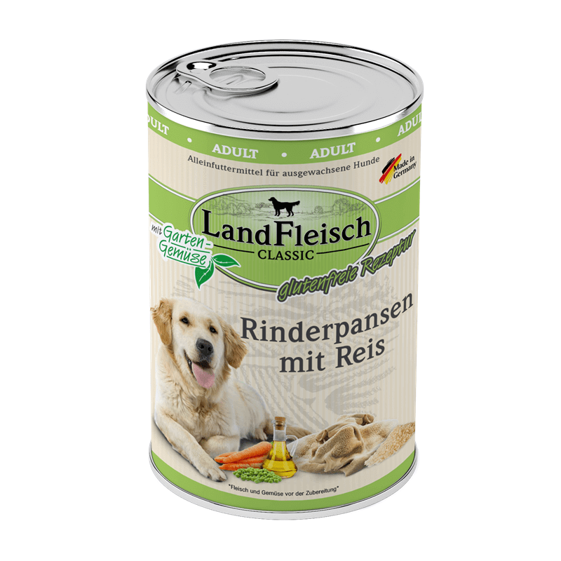 LandFleisch Dog Classic Rinderpansen mit Reis & Gartengemüse