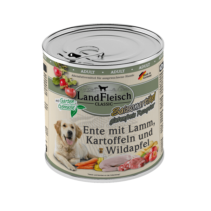 LandFleisch Dog Classic Ente mit Lamm, Kartoffeln und Wildapfel & Gartengemüse