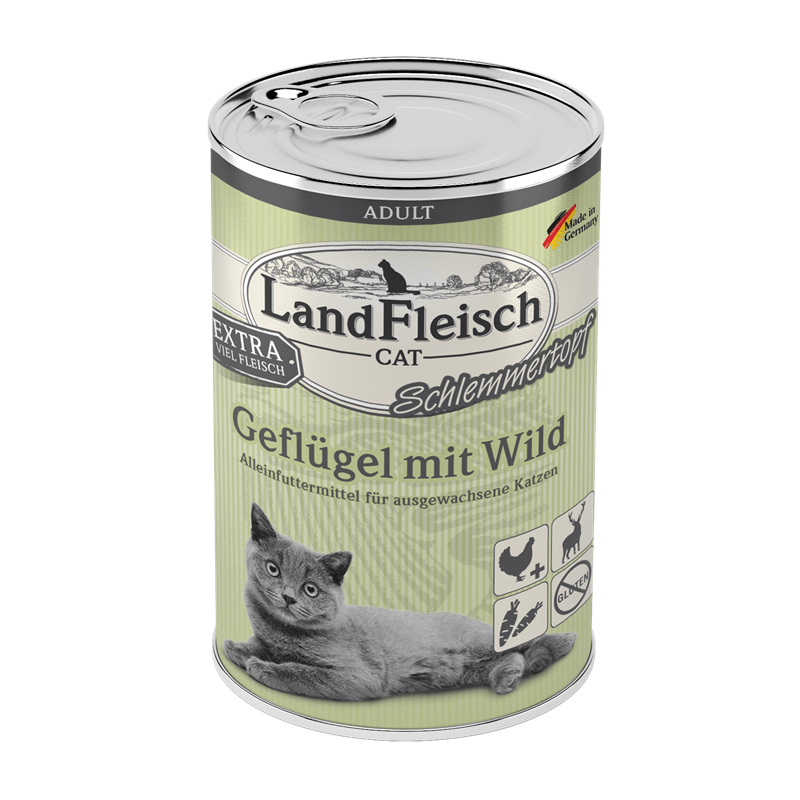 LandFleisch Cat Adult Schlemmertopf Geflügel mit Wild