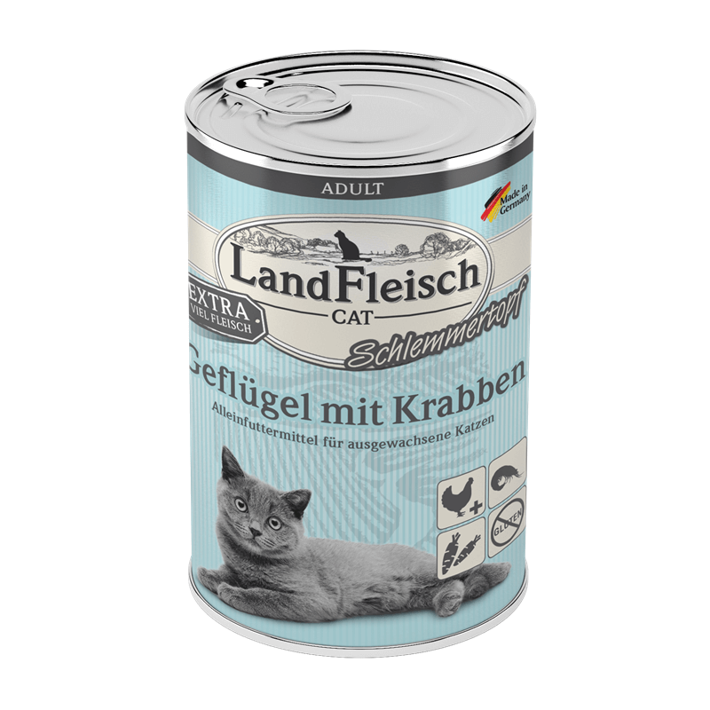 LandFleisch Cat Adult Schlemmertopf Geflügel mit Krabben