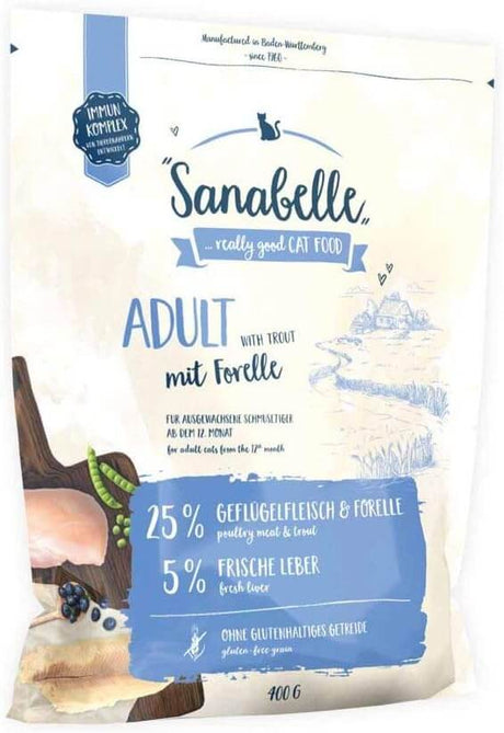 Sanabelle mit Forelle - Katzenfutter