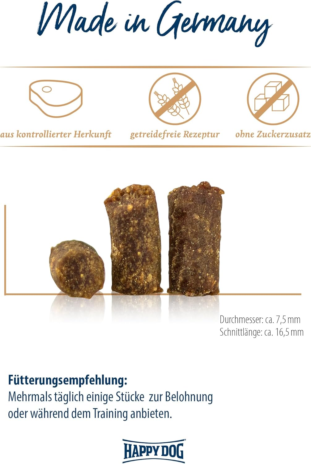 Happy Dog Meat Snack Nordseeküste - Natürlich lecker, getreidefrei und ohne Zucker, ideal für empfindliche Hunde.