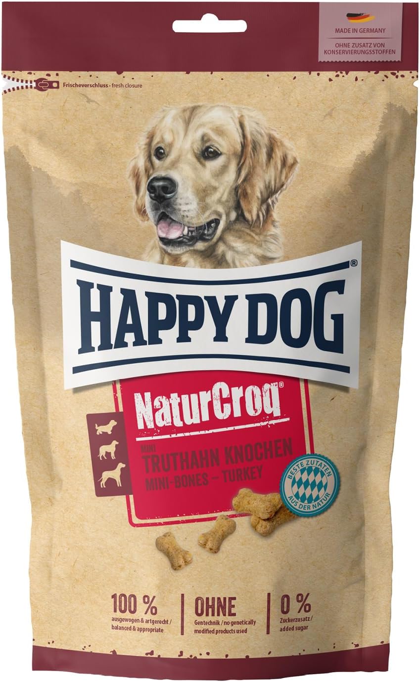 Happy Dog NaturCroq Mini Truthahn Knochen - gesunde Snacks für kleine Hunde, aus hochwertigen Zutaten.