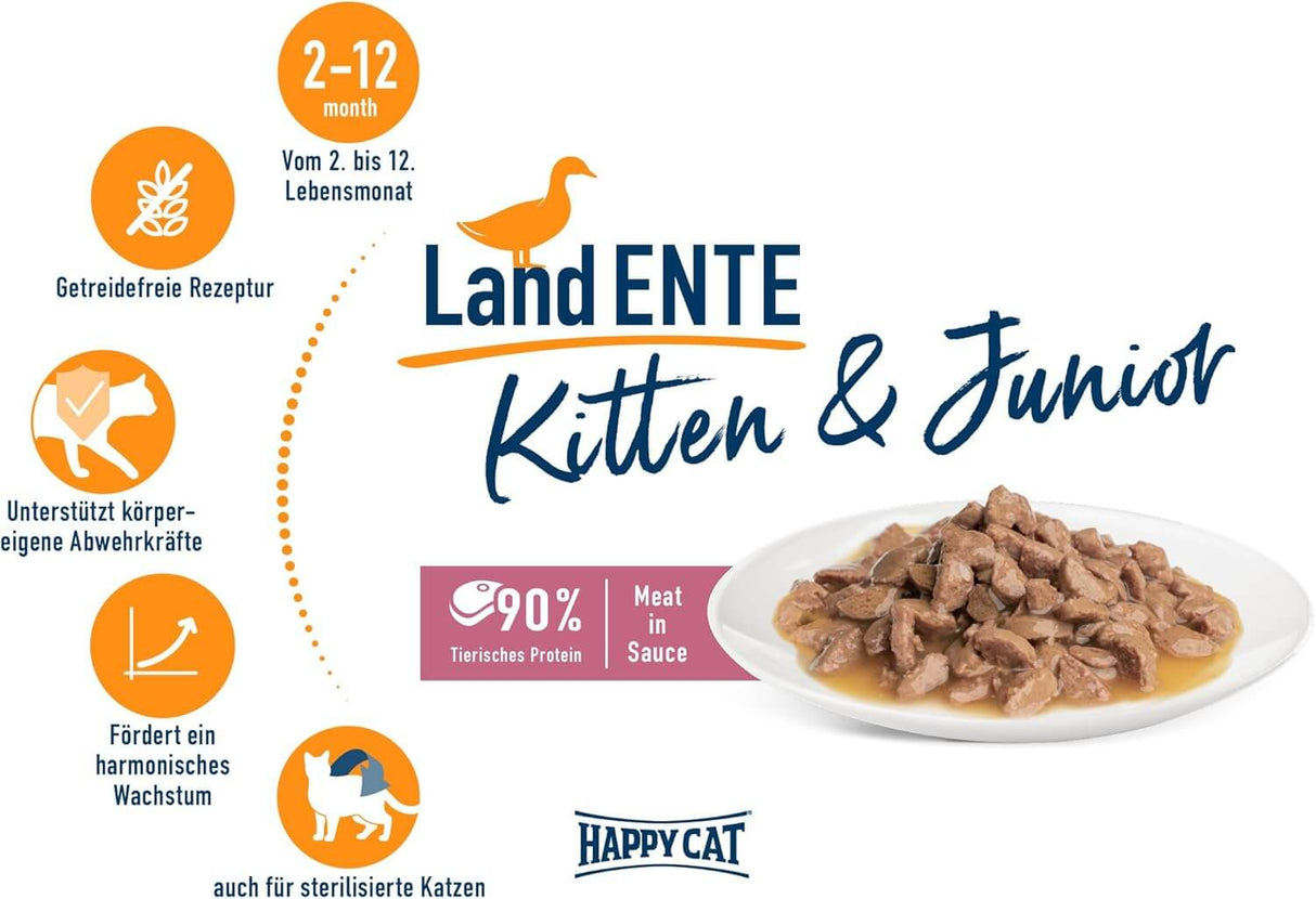 Happy Cat Kitten & Junior Land Ente Nassfutter - 2