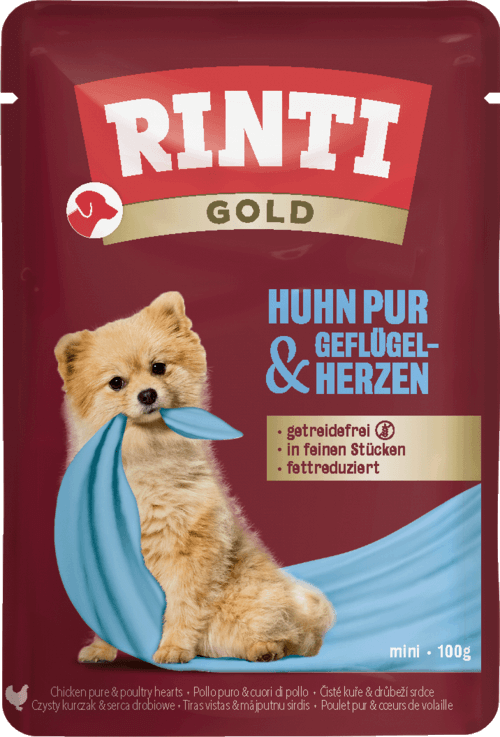 Rinti Gold Huhn Pur & Geflügelherzen Frischebeutel