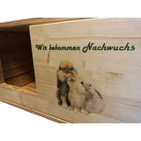 Kaninchen Hasen Wurfbox mit Holzlasur, Aufklappbar und Motiv -  - Nagerstore