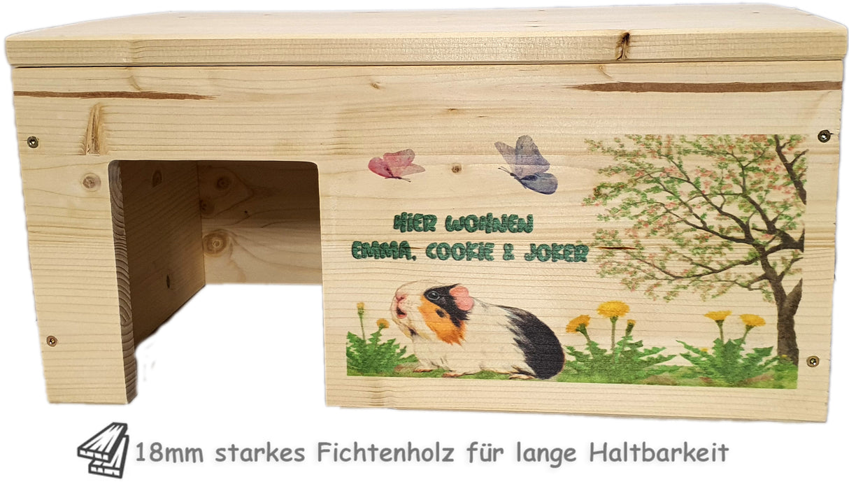 Meerschweinchenhaus aus Holz Personalisiert -  - Nagerstore