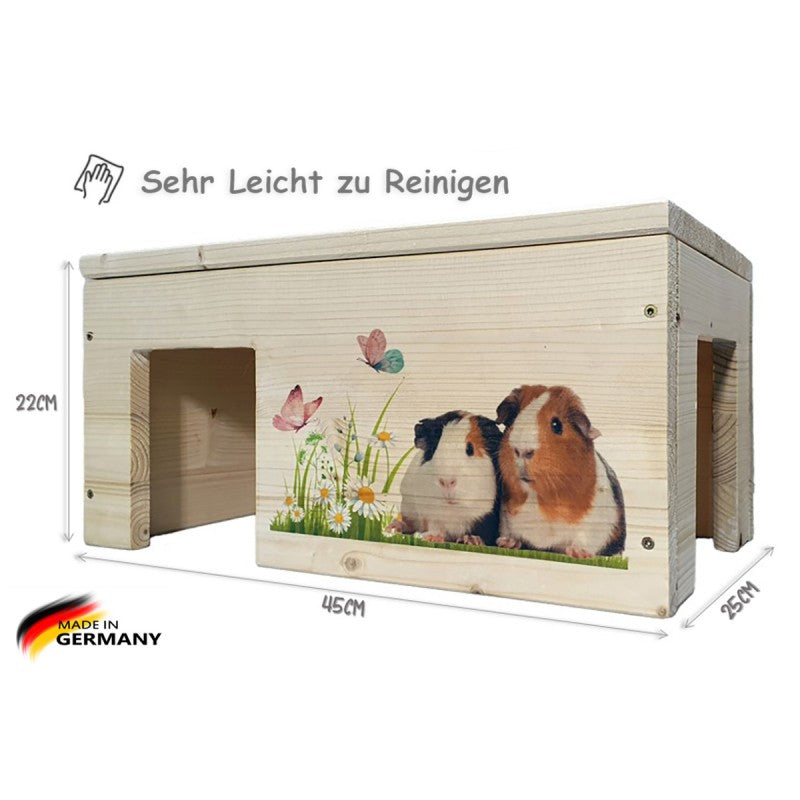 Meerschweinchenhaus aus Holz mit 2 Eingängen -  - Nagerstore