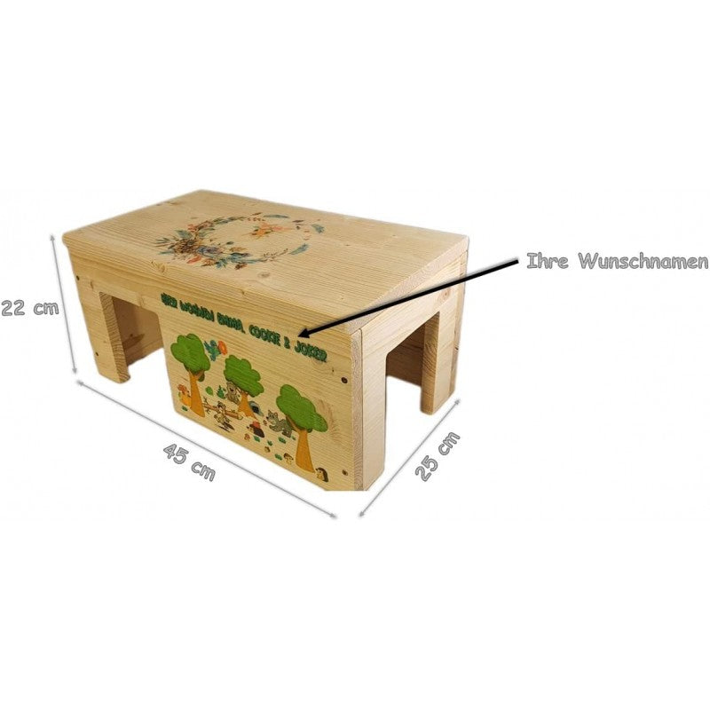 Nagerhaus Wald Meerschweinchenhaus mit 2 Eingängen & Motiven