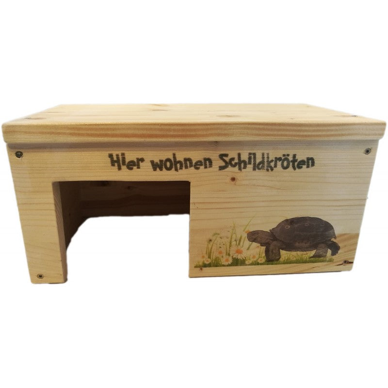 Schildkrötenhaus 35x20x17cm S Terrarium Schutzhaus mit Motiven & Holzlasur