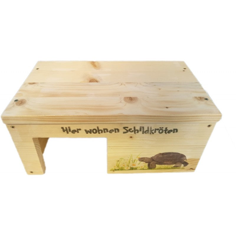 Schildkrötenhaus 35x20x17cm S Terrarium Schutzhaus mit Motiven & Holzlasur