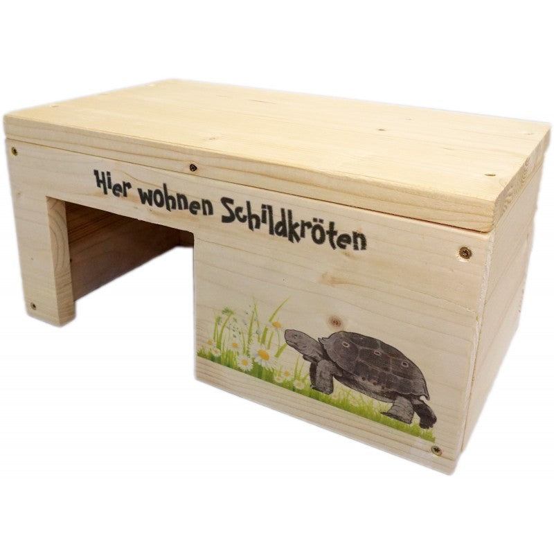 Schildkrötenhaus 35x20x17cm S Terrarium Schutzhaus mit Motiven & Holzlasur